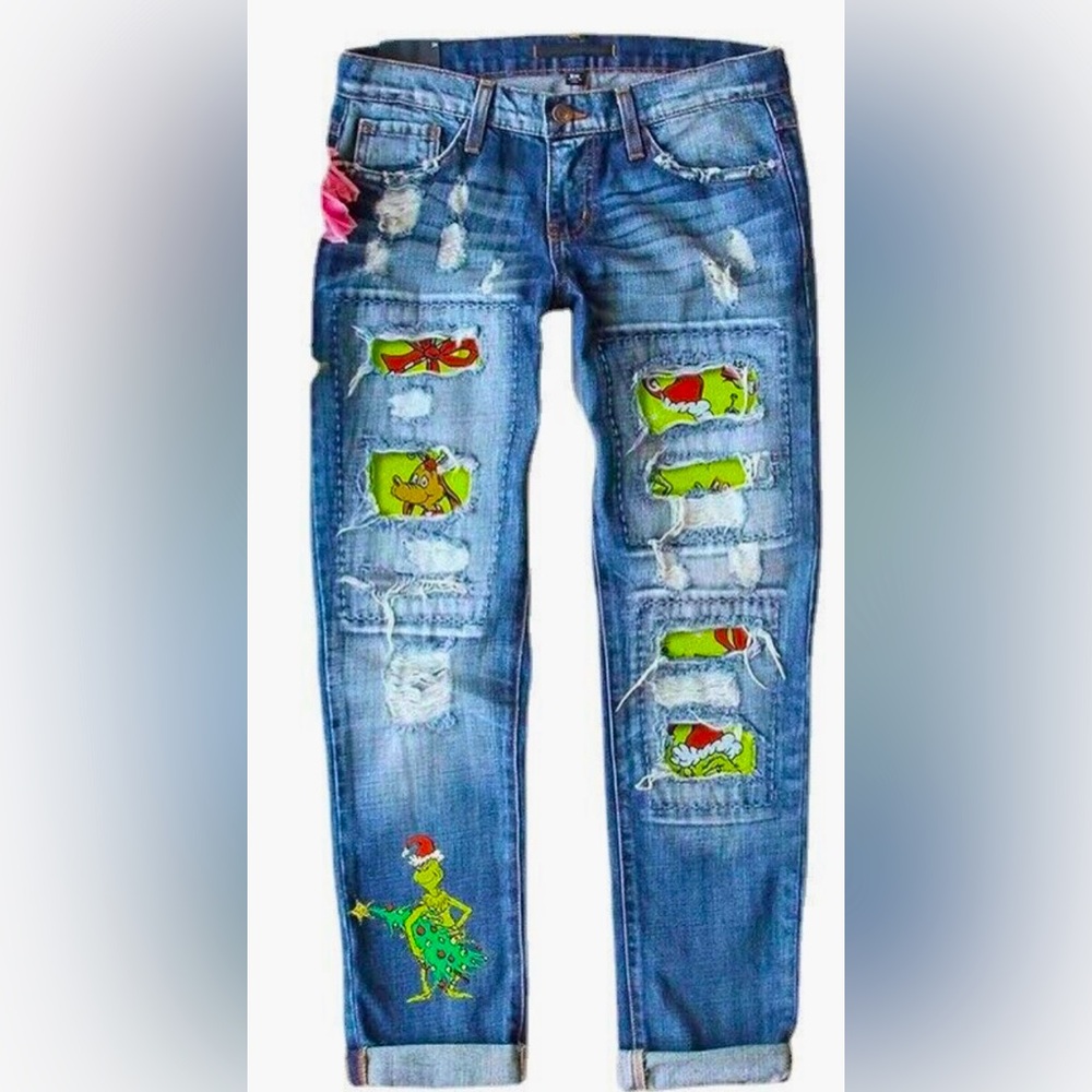 The Grinch Patchwork Jeans